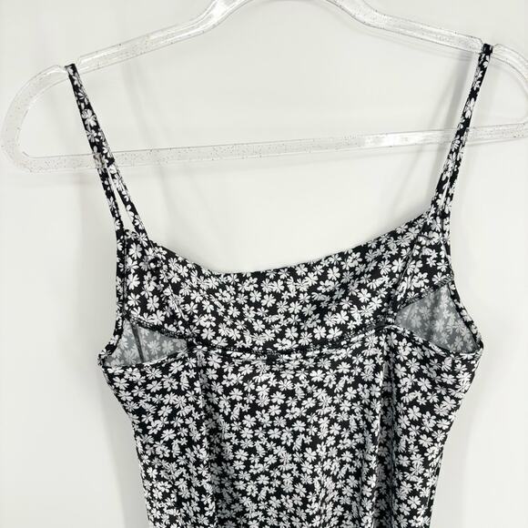 Bebe Floral Daisy Printed Satin Cowl Neck‎ Midi Dress Black White Medium Dainty - Picture 11 of 13